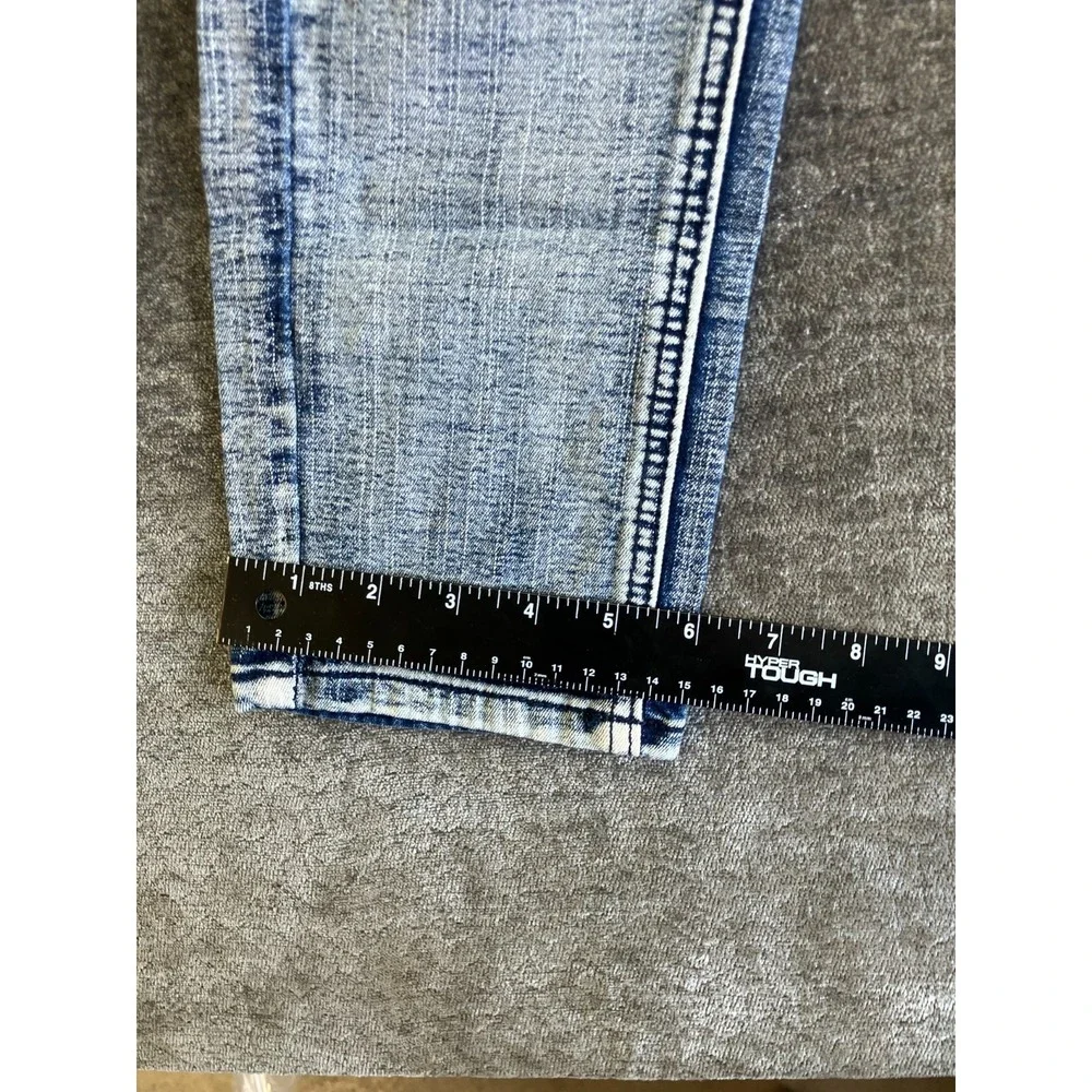 Encrypted Skinny Jeans Men 30x30 Blue Denim Cotton Acid Wash Low Rise Distressed